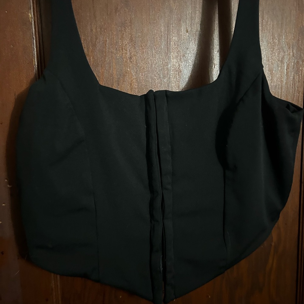 Black buckle up Women's cropped top